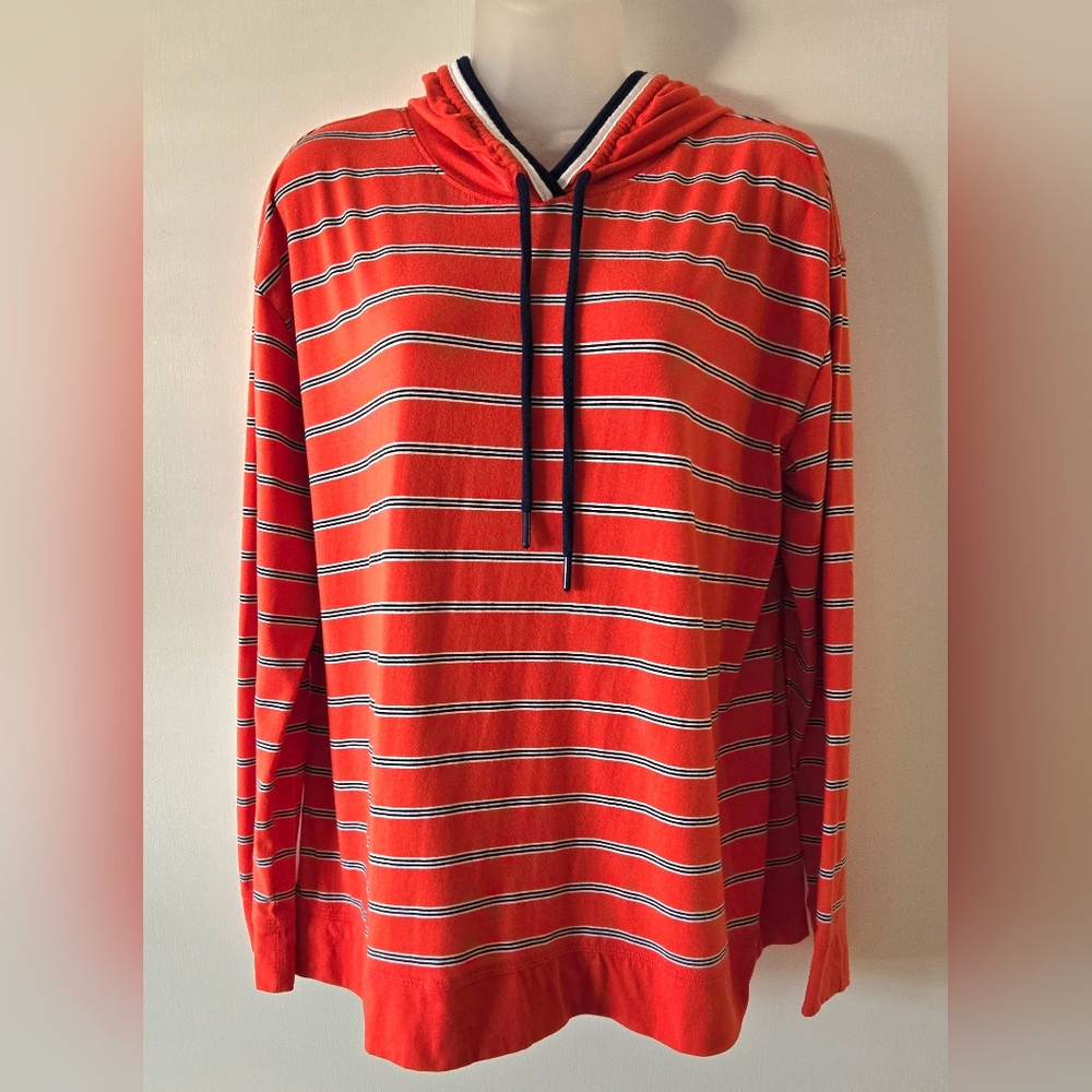 St John's Bay Hooded Long Sleeve Top Sz XL Euc
